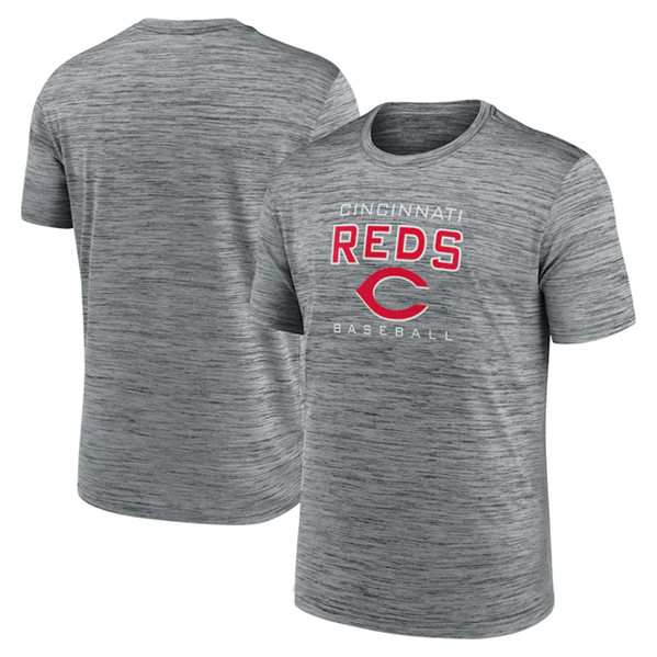 Men's Cincinnati Reds Gray Velocity Practice Performance T-Shirt